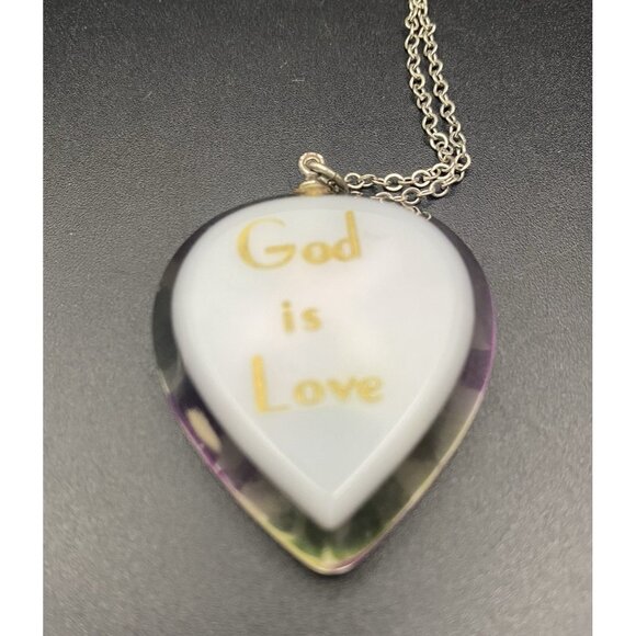 Vintage Violet Flower Lot China Creamer God is Love Pressed Necklace Cottagecore - Picture 5 of 15